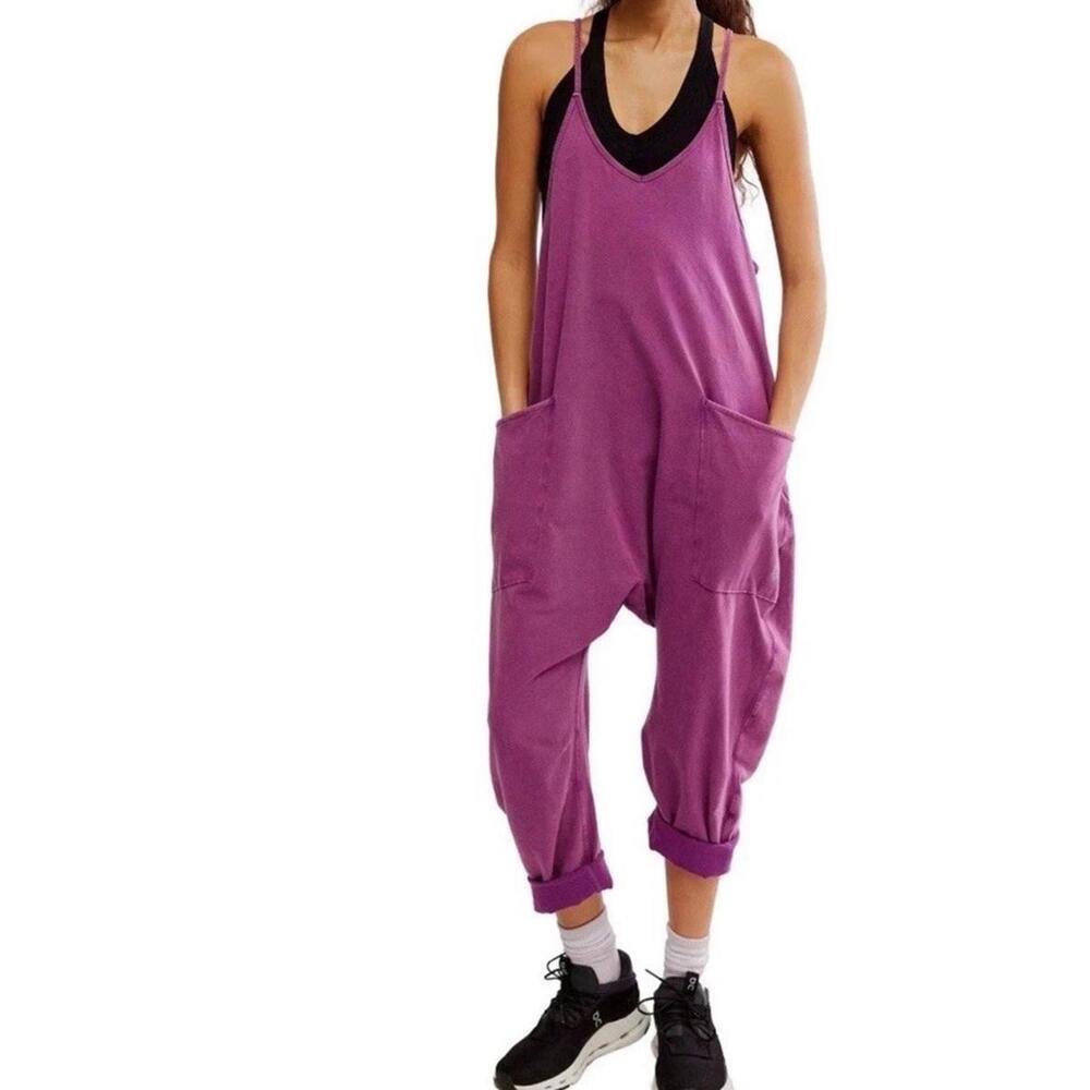 New Free People FP Movement Women's Sz S Hot Shot Jumpsuit Deep Mulberry - Picture 4 of 9